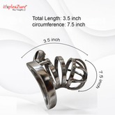 Metal device with measurements on a white background, featuring the brand 'it's pleAZure'.